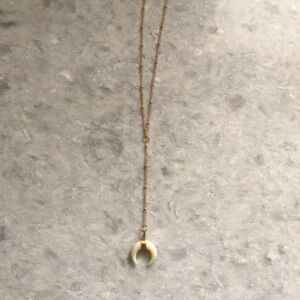 Gold Crescent Pendant Necklace